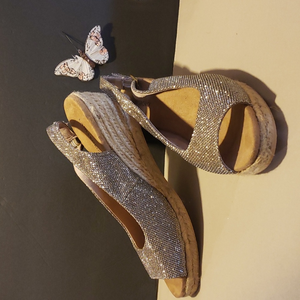 Lanesboro Glitter Espadrille Comfort Wedge Sandals Size 8.5 - NEW